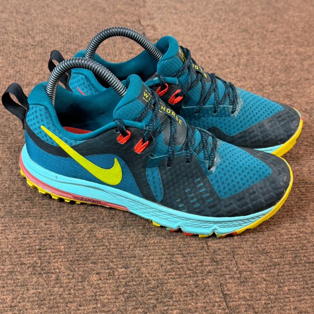 Nike Air Zoom Wildhorse 5 Women Trail Running Shoes Blue Yellow 7.5 AQ2223-301